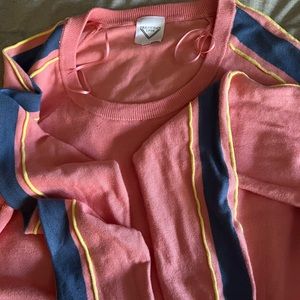 Pink blue & yellow long sleeve sweater